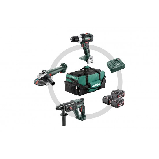 Metabo 18 V Combo Set Μπαταρίας 3.1 SB 18 LT BL + W 18 L 9-125 Quick + KH 18 LTX 24 