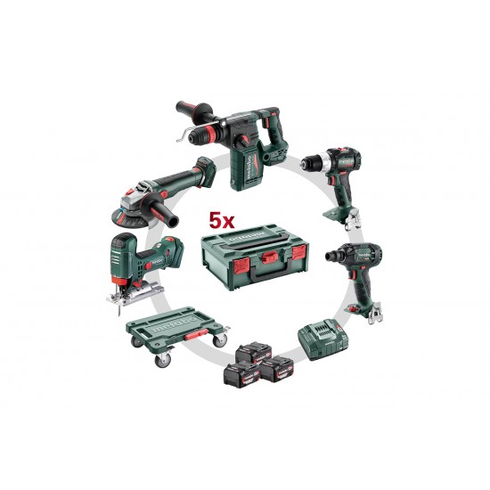 Metabo 18 Volt Combo Set Μπαταρίας 5.3.0 18 V BS 18 LT BL + KH 18 LTX 24 BL Q + WB 18 LT BL 11-125 Q + SSW 18 LTX 300 BL + STA 18 LTX 100 