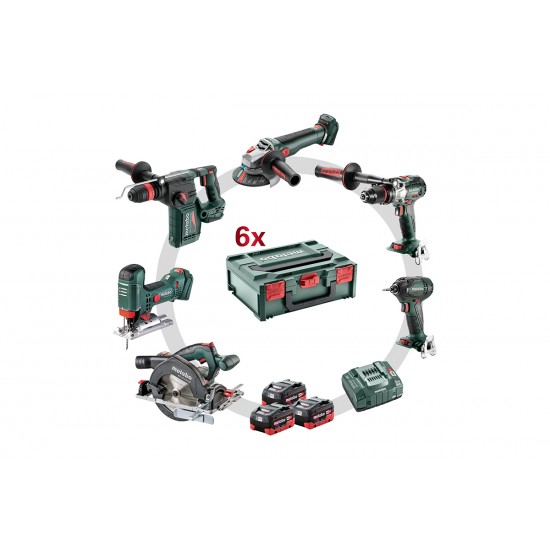 Metabo 18 Volt Combo Set Μπαταρίας 6.3.2 18 V SB 18 LTX BL I + SSD 18 LTX 200 BL + KHA 18 LTX BL 24 Q + STA 18 LTX 100 + WB 18 LTX BL 125 Q + KS 18 LTX 57 