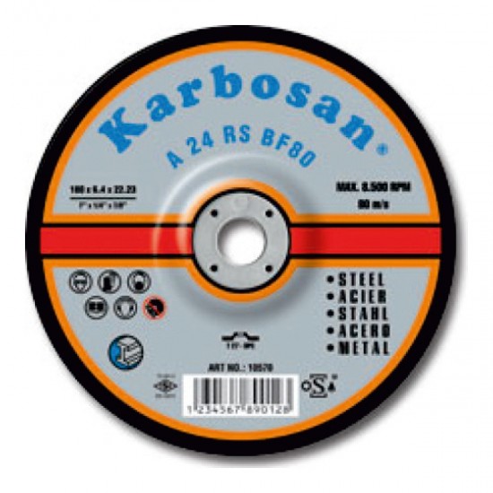 KARBOSAN 10550 ΔΙΣΚΟΣ ΛΕΙΑΝΣΗΣ ΣΙΔΗΡΟΥ 115MM Χ 6.4 Χ 22 Α24RS Δίσκοι Κοπής - Λειάνσεως