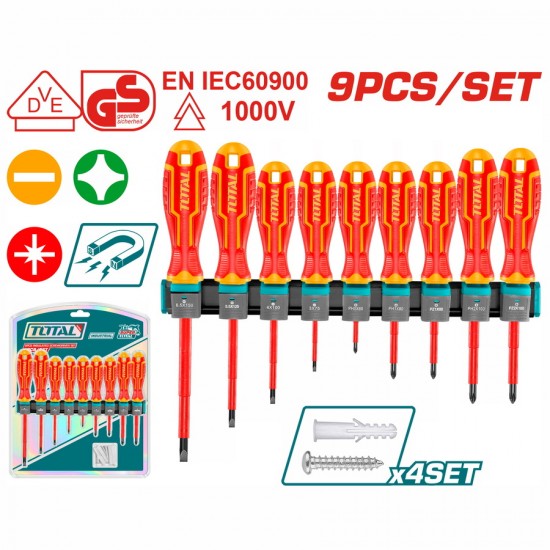 TOTAL ΕΠΑΓΓ. ΣΕΤ ΚΑΤΣΑΒΙΔΙΑ ΜΑΓΝ. VDE 1000V 9ΤΕΜ (THTIS596) Κατσαβίδια