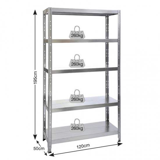 ΡΑΦΙΕΡΑ ΜΕΤΑΛΛΙΚΗ ΓΑΛΒΑΝΙΖΕ 120χ50χ195 - 260kg - 5 ΡΑΦΙΑ Ντουλάπες Ράφια