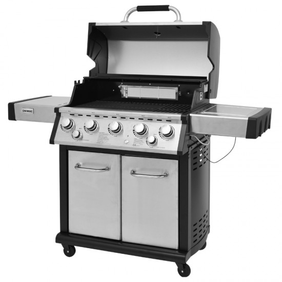 UNIMAC: ΨΗΣΤΑΡΙΑ ΥΓΡΑΕΡΙΟΥ INOX BBQ PREMIUM LINE - 5 ΕΣΤΙΕΣ , 1 ΠΛΑΙΝΟ ΜΑΤΙ KAI 1 ΚΑΥΣΤΗΡΑ INFRARED ΨΗΣΤΑΡΙΕΣ (BBQ) 