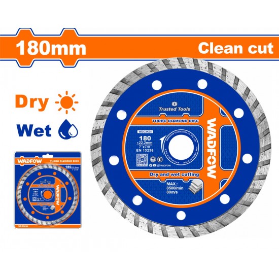 WADFOW ΔΙΑΜΑΝΤΟΔΙΣΚΟΣ TURBO ΞΗΡΑΣ & ΥΓΡΑΣ ΚΟΠΗΣ 180mm (WDC3K04) Δίσκοι Διαμαντέ Δομικών