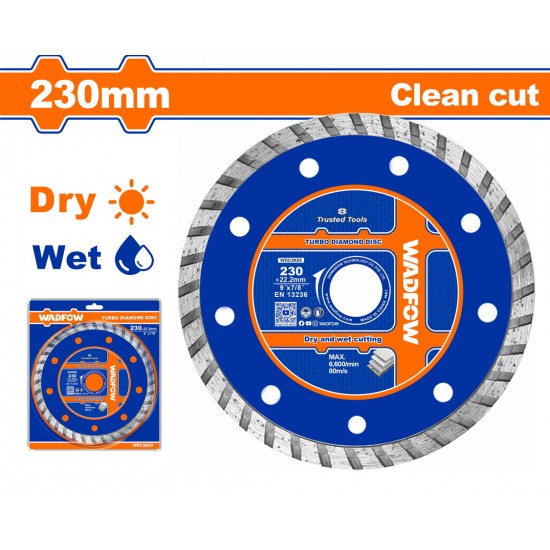 WADFOW ΔΙΑΜΑΝΤΟΔΙΣΚΟΣ TURBO ΞΗΡΑΣ & ΥΓΡΑΣ ΚΟΠΗΣ 230mm (WDC3K05) Δίσκοι Διαμαντέ Δομικών