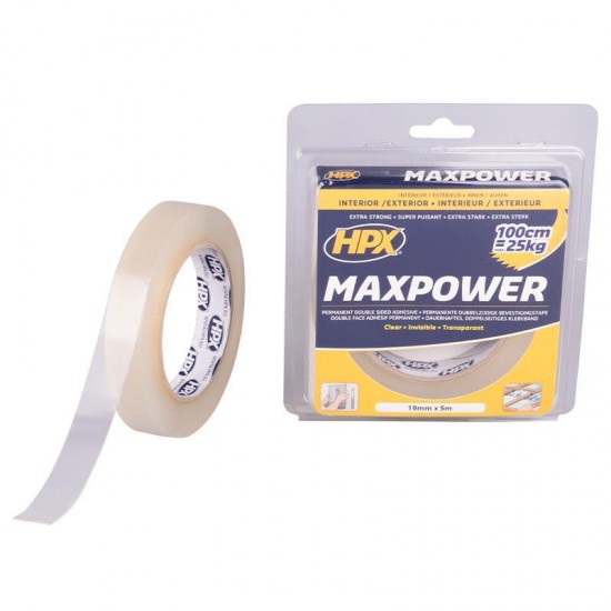 Ταινία διπλής όψεως MAXPOWER διάφανη 19mmx5m HT1905 